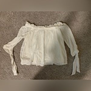 American Eagle Cream Colored Strapless Long Sleeve Blouse Size M